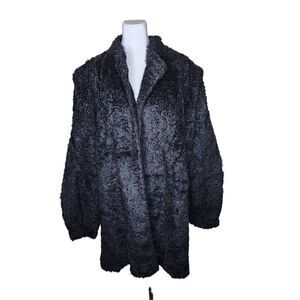 Vintage 60s 70s Faux Fur Jacket Coat Womens Size 3XL Black Glam Mob Wife
